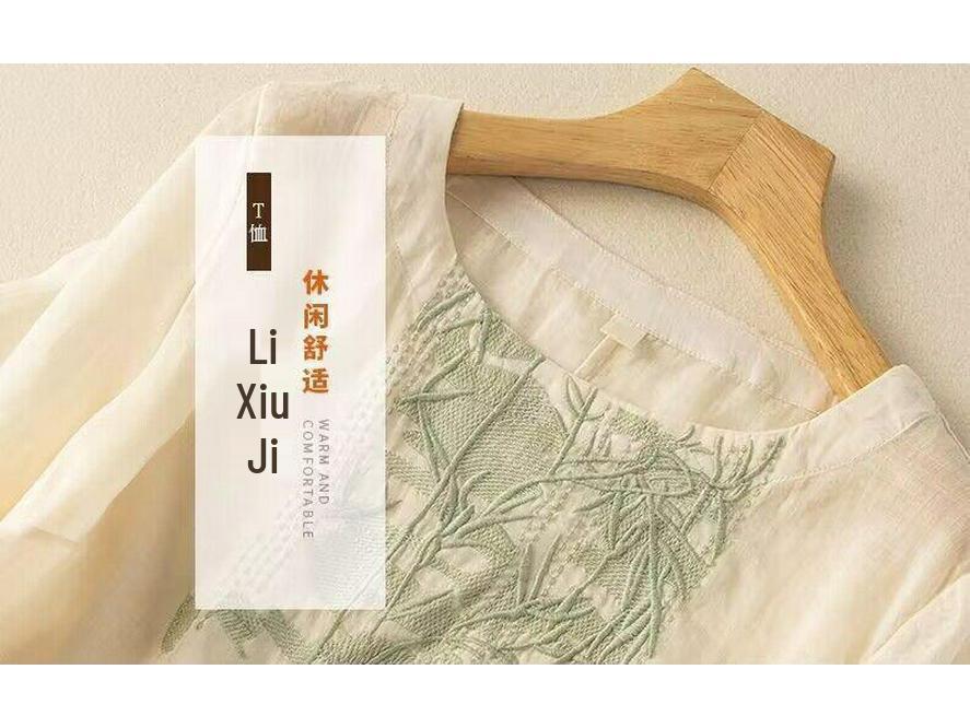 Women's Summer 2025 New Fashion Loose Cotton-Linen Short-Sleeved Top: Age-Defying & Elegant