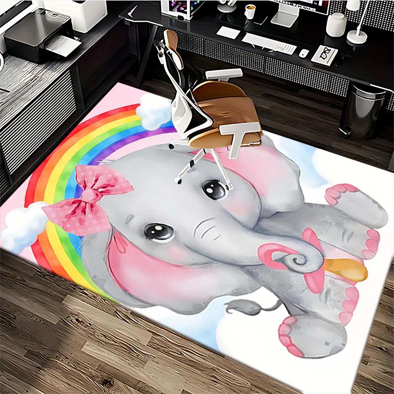 1 stuks Regenboog Olifant Stoelmat, Antislip Tapijt voor Kantoorstoelen, Feestelijk Cadeau, Geschikt voor Alle Seizoenen, Decoratief voor Huis en Kantoor, Woonkamer