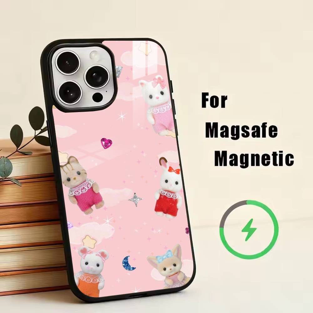 Cute Flower Lop Rabbit  Phone Case For iPhone17,16,15,14,13,12,11 Plus,Pro Magnetic with Magsafe Wireless Charging