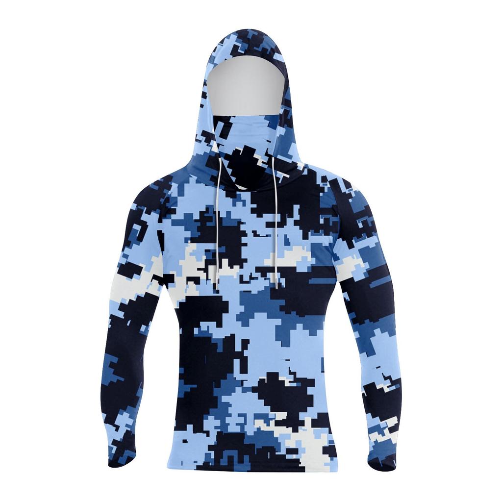 Men's Summer Camouflage Quick-drying Long-sleeved T-shirt Sun Clothing Fishing Fitness Sports Hooded Long-sleeved Top
