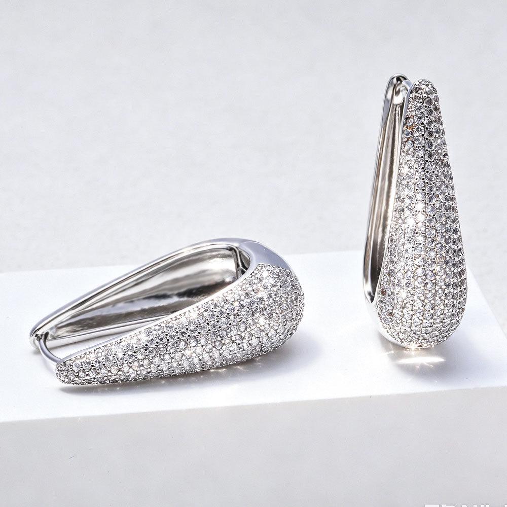 18K Gold-Plated Elegant Zircon Ear Studs - European & American Style Accessories