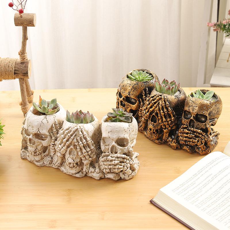 Halloween Skelett Blumentopf mit Kunstharz für Heimdekoration und zum Verschenken
