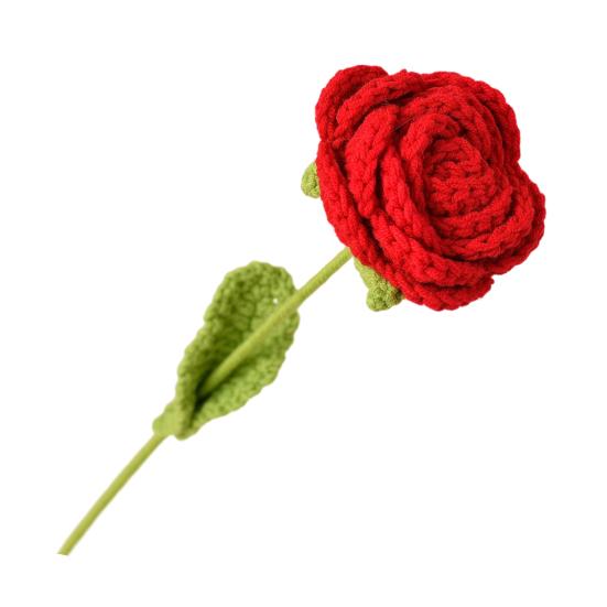 Simulated Flowers Handmade Scented Crochet Fake Flower with Steel Wire