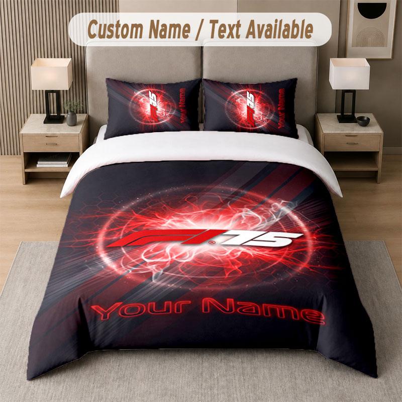 Set Biancheria da Letto Personalizzato Modello F1, Stampa Nome Testo 1 Copripiumino più 2 Federe Tessile per la Casa