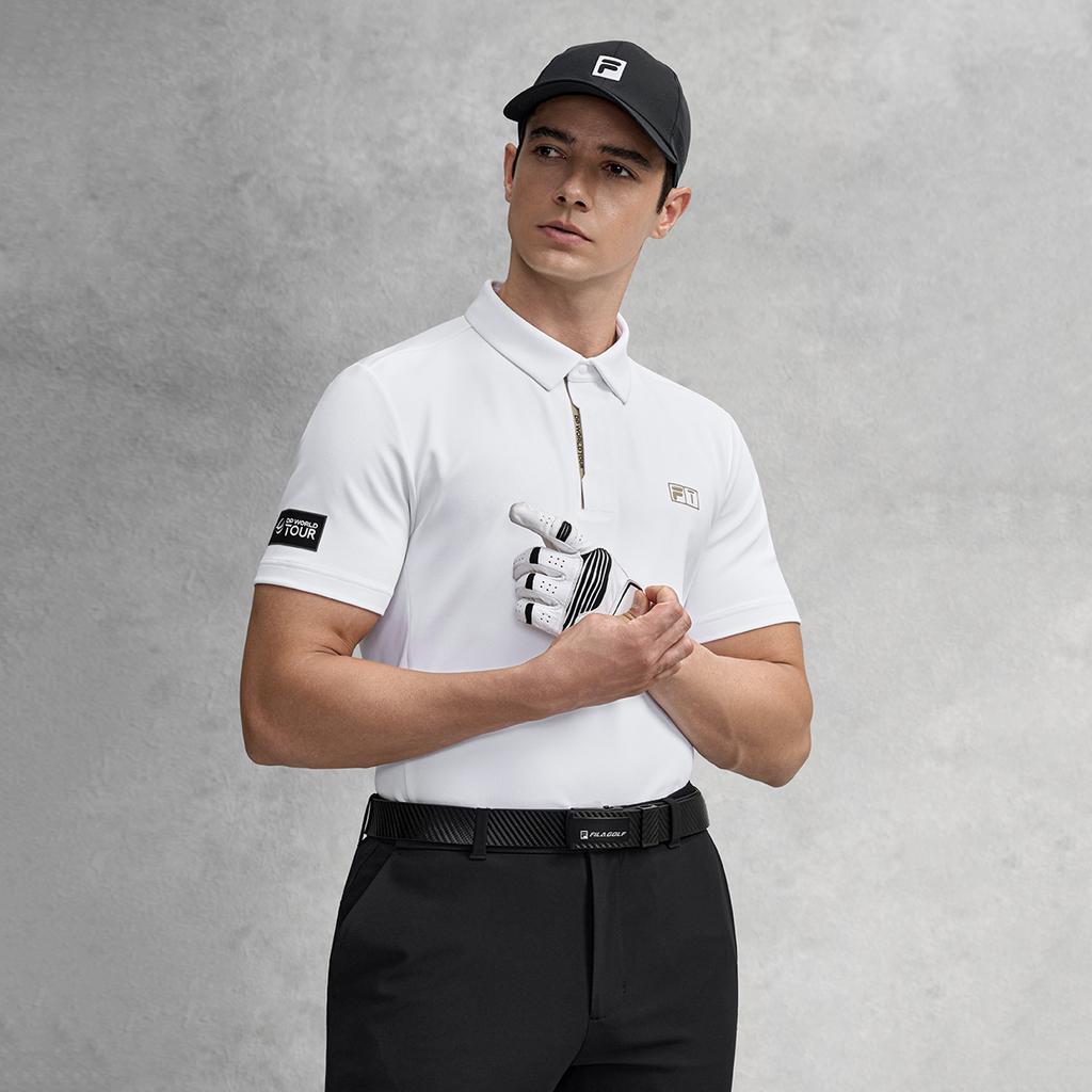 FILA Golf Series Fashion Simple Basic Classic Sports Casual Versatile Comfortable Slim Fit Knitted Short Sleeve Polo Shirt Men tops A11M615103FWT