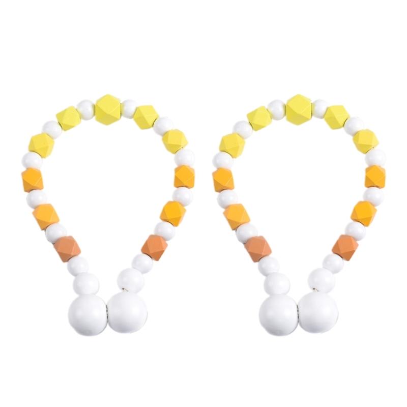 2Pcs No Tool Installation Curtain Holders Gradient Wooden Beads Magnetic Window Drapery Tiebacks Holdbacks Home Upgrades