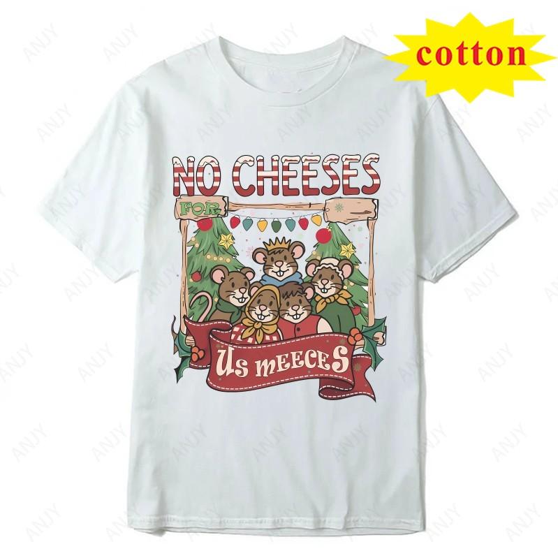 Ragdoll Christmas Carol Meme Printed Tshirt  No Cheeses For Us Meeces Fun Mouse Christmas Short Sleeved Street Top