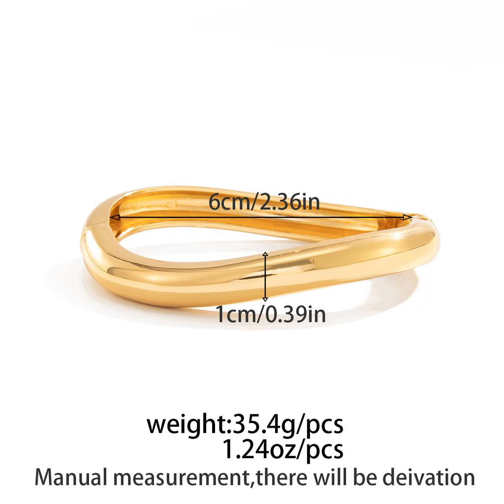 Fashion Water Drop Hug Spring Buckle Bracelet, Simple Metal Texture Glossy Open Bracelet For Women