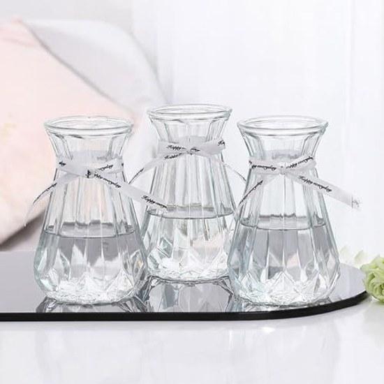Vase Glass Stylish Single Flower Holder Simple Container Transparent Base Decorative Home Decoration Height 15CM