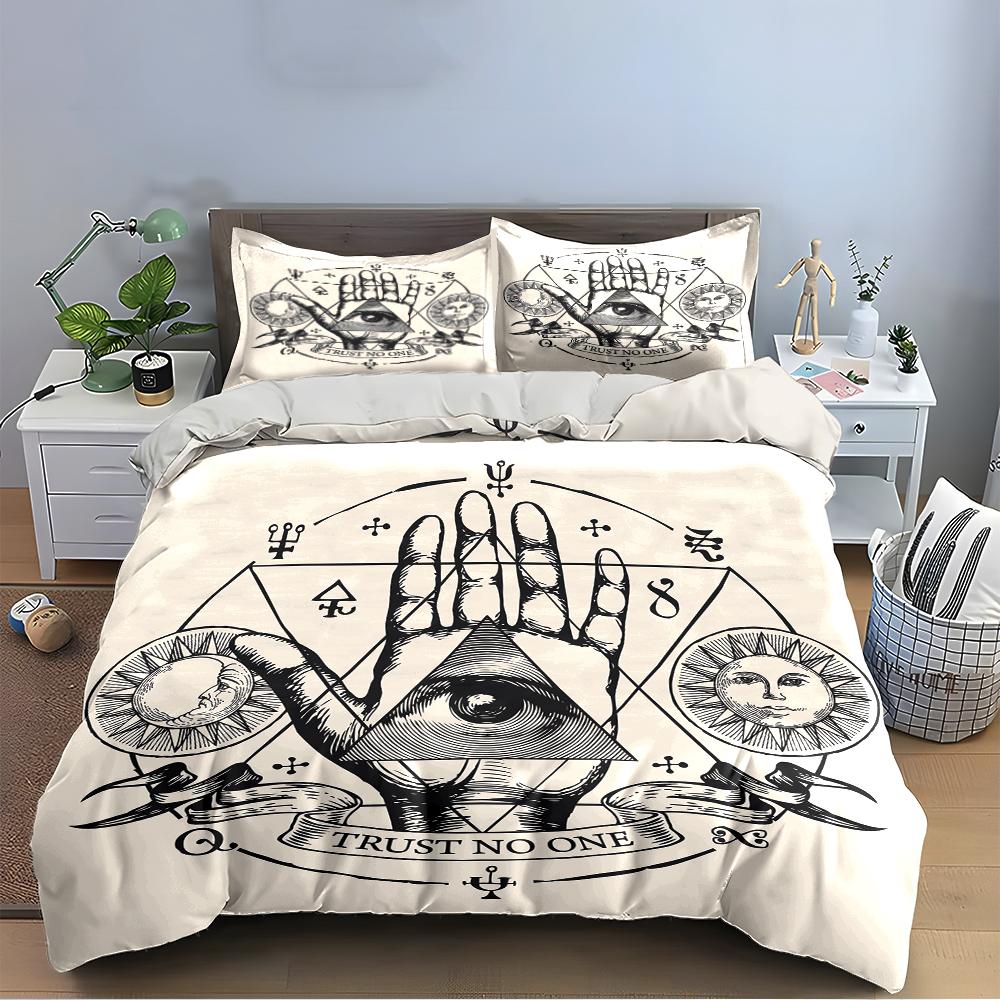 Mystical Symbols Hand Design Bedding Set Bedding set (1 duvet cover, 2 pillowcases, duvet not included)