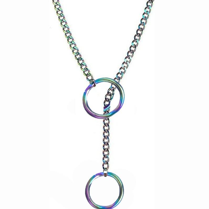 Collana a Catena Scorrevole con O-ring a Forma di Cuore Personalizzata, Collana Lunga Cubana alla Moda, Gioielli Retrò per Ragazze