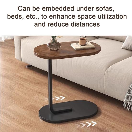 Mesa Lateral em Forma de C Sala de Estar Quarto Canto do Escritório Estrutura de Metal Mesa de Centro Mesa de Cabeceira Moderna Mesa Lateral Oval para Sofá Sofá Espaço Pequeno