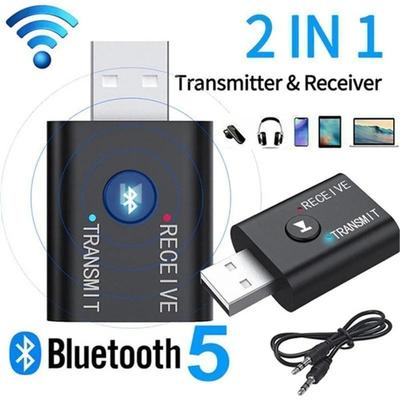 2 In 1 USB Bluetooth 5.0 Dongle Adaptörü Alıcı Verici Stereo Kablosuz Ses Adaptörü USB 3.5mm PC Masaüstü Bilgisayarlar için Kulaklıklar