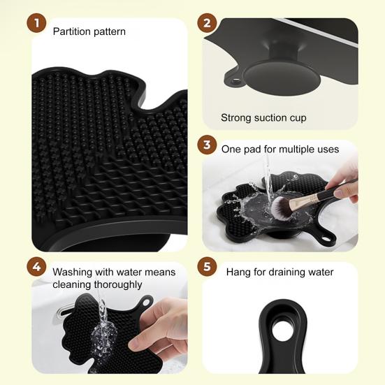 Silicone Makeup Brush Cleaning Mat with Suction Cups Non-slip Portable Travel Ginkgo Leaf Shape Cosmetic Brush Tools Cleaning Pad