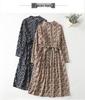 2026 Spring Retro Floral Midi Dress with Ruffle Collar and Tie Waist
