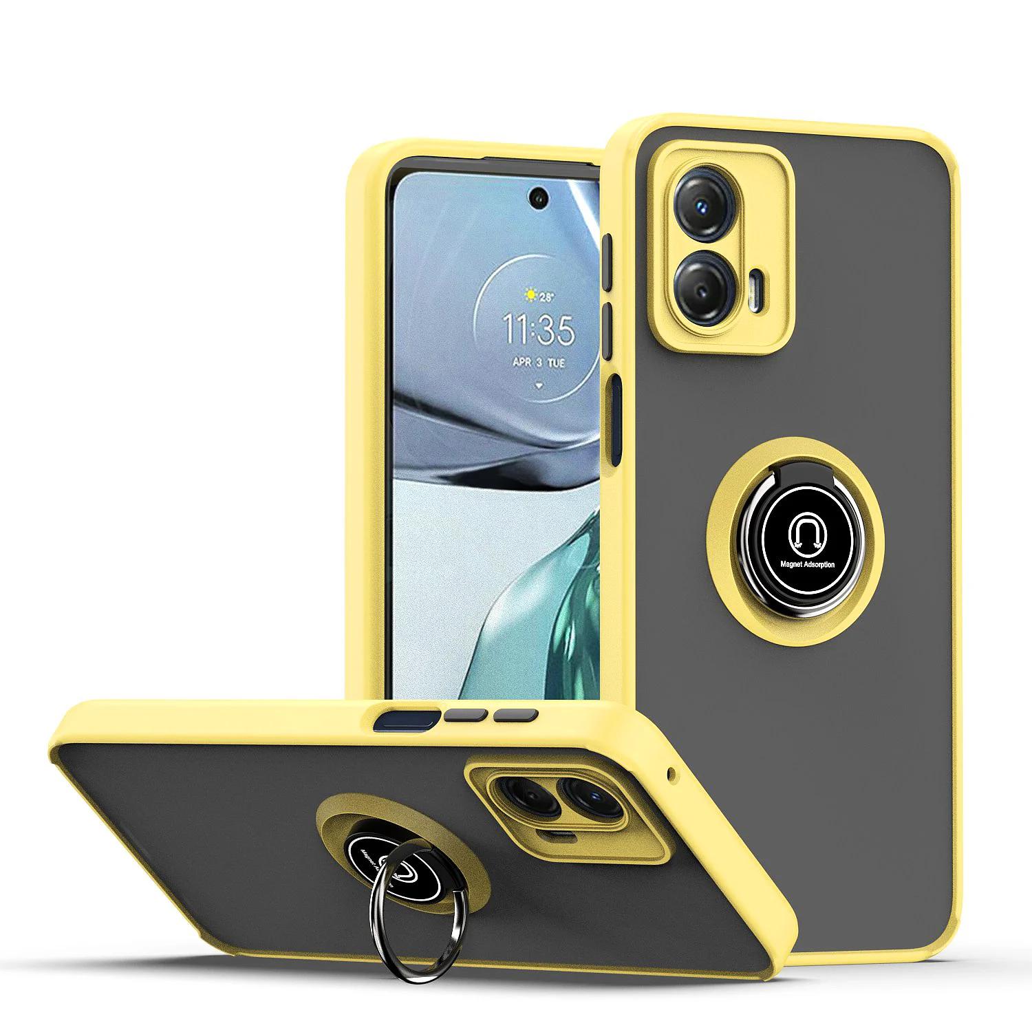 

Чехол Armor Matte для Motorola Moto Edge 40 Neo Edge 30 Fusion Ultra Cover Ring Magnetic Holder Stand Business Full Protection Moto Edge 30 Neo жёлтый