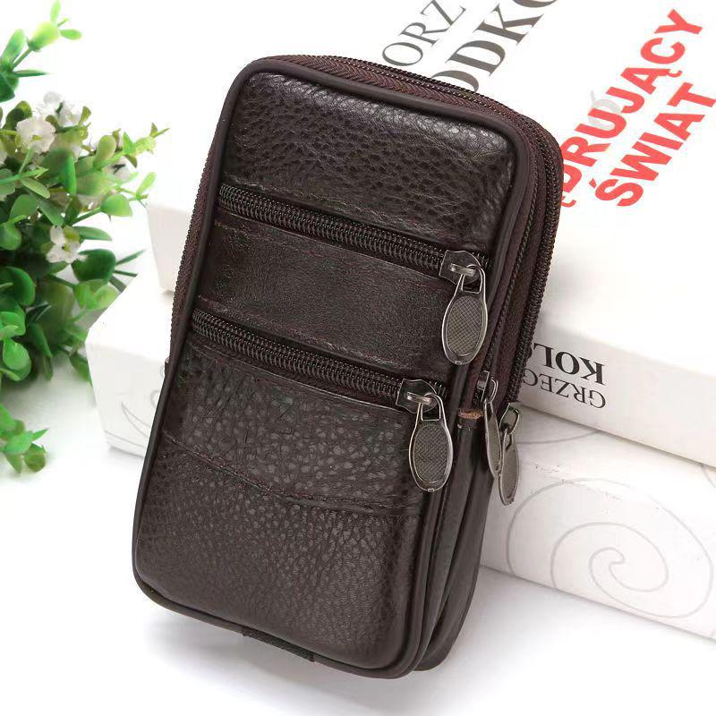 Kožená ledvinka z hovězí kůže - Pánské 6,7" pouzdro s klipem pro staršího pracovníka