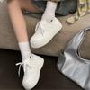 Korean Version of Platform White Shoes Women's 2025 Spring and Summer Thin Leather Breathable and Comfortable Casual Shoes Two Wear Shallow Mouth Ger