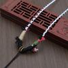 Hetian Jade Beeswax Tangka Rope Necklace with Multi-Treasure Hand-Rubbed Cotton Thread Tassels - DIY Weaving Accessory.