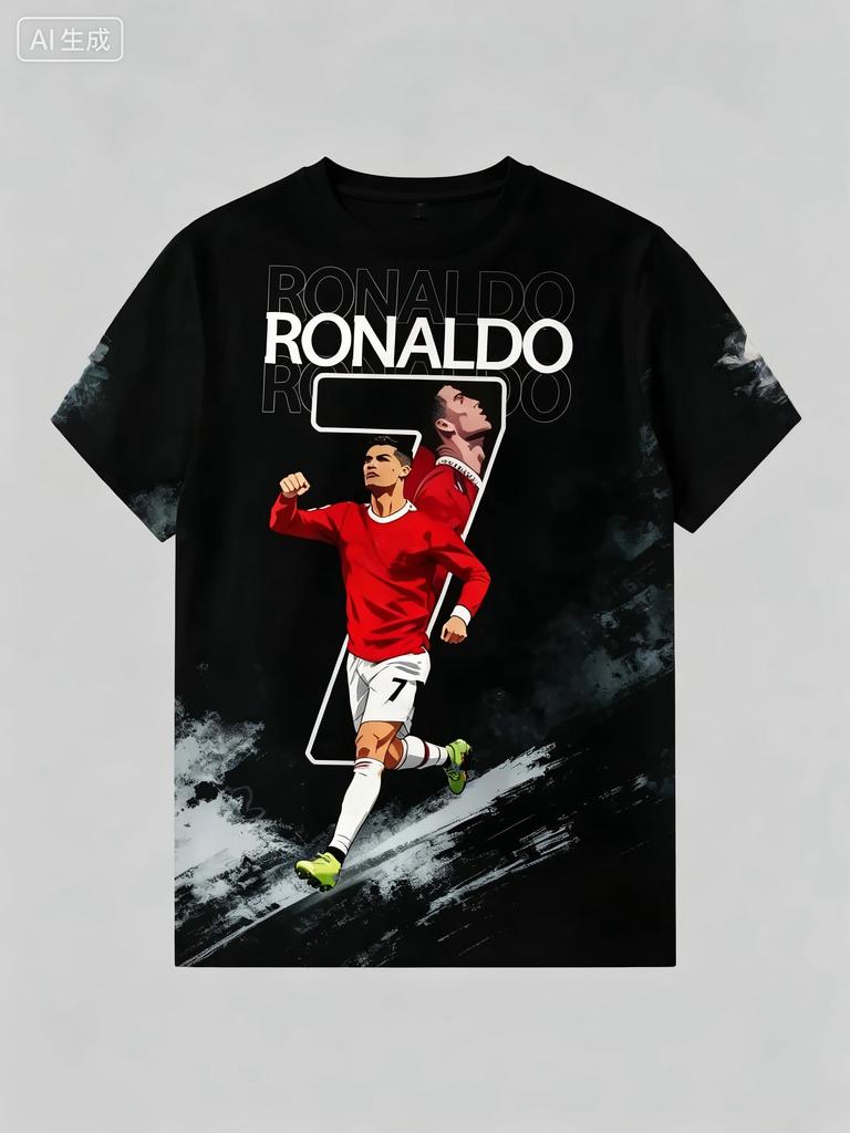Summer New Style # Ronaldo No.7 # Adult/Children 3D Speed Drying Sports Training Activity T-shirt Shorts Set Kids