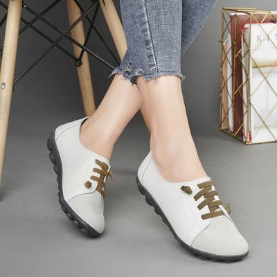 Plus Size 42 Women's Casual Genuine Leather Shoes Soft Bottom White Color Slip-On Anti-Slip Spring Autumn New Style Shoe Mothers