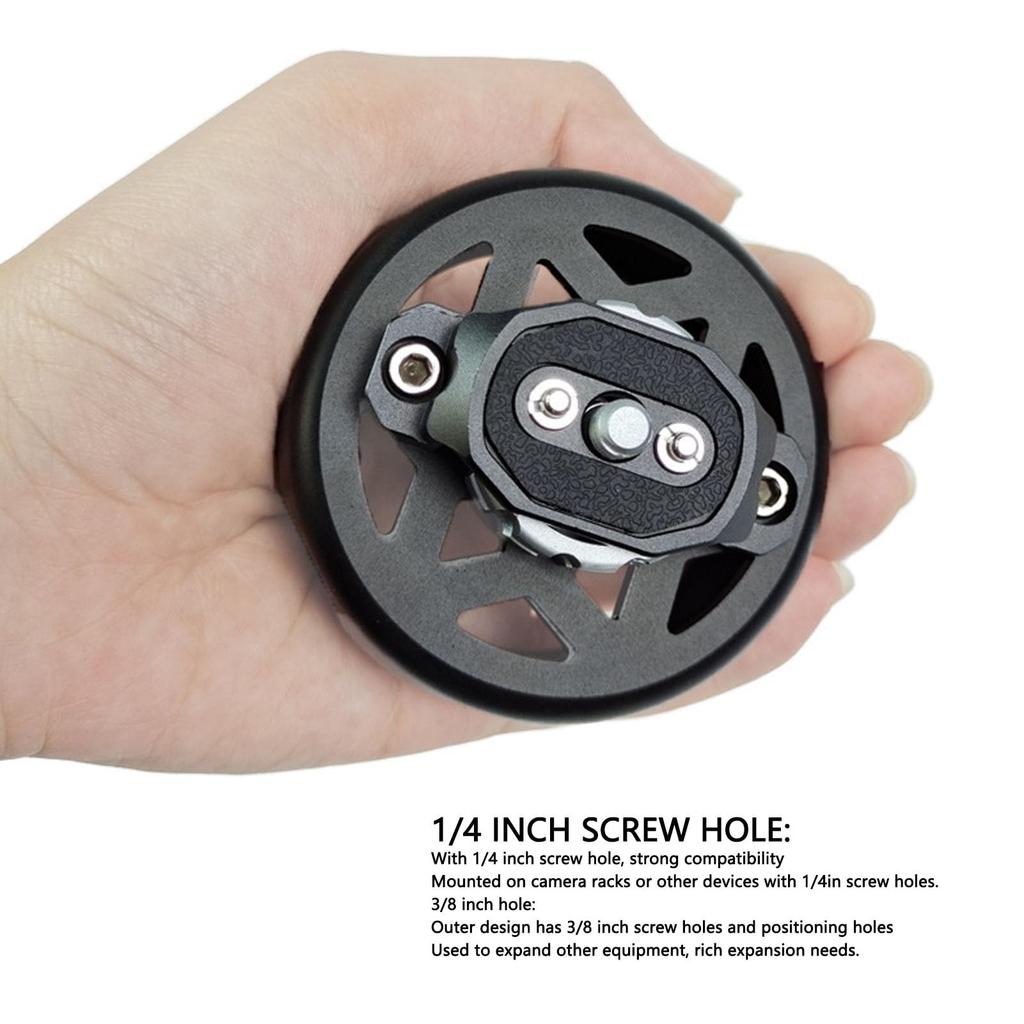Wheel Side Handle Round Side Hand Grip with Screw Lightweight Camera Hand Quick Release Grip, Non-Slip 1/4" 3/8" Holes, Wheel,
