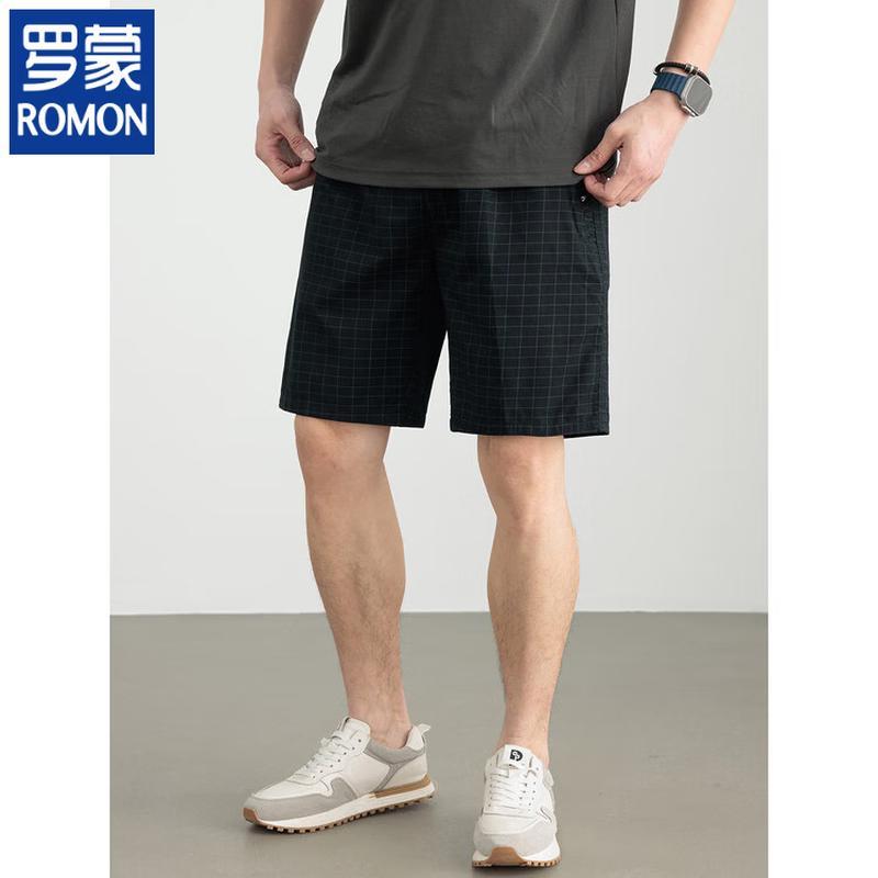 ROMON Men s Cotton Plaid Casual Shorts XL