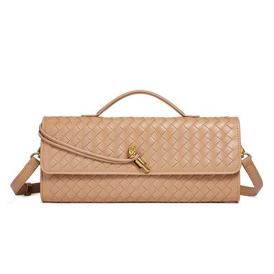 Niche Gebreide One shoulder Tas Mode Horizontale Clutch Tas Accordeon Dames Schoudertas Lange Tas