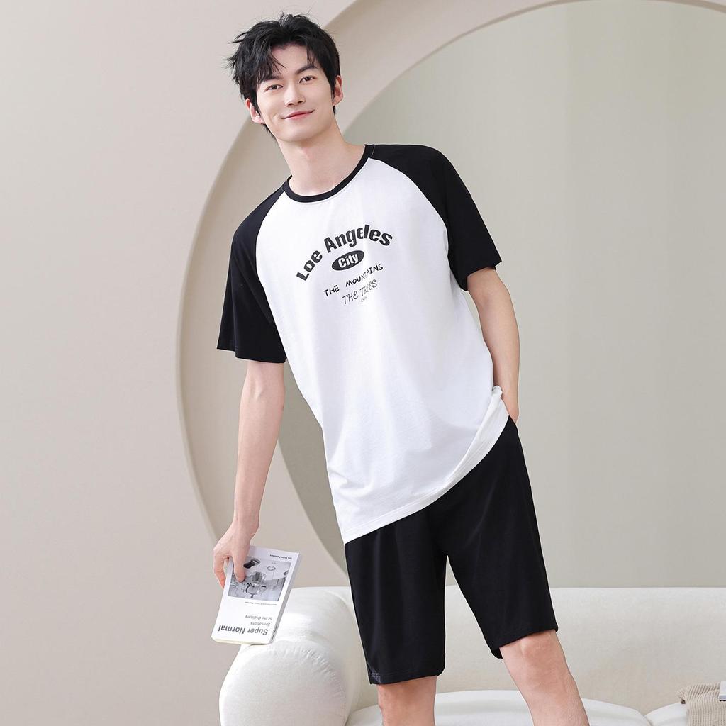Women's Summer Cotton Pajama Set - Short Sleeve, Round Neck, and Shorts - Lightweight Casual Wear for Teens and Men