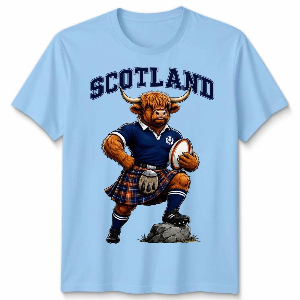 Scottish Unisex T Shirt Highland Cow Scotland Fans Rugby Graphic Tee S