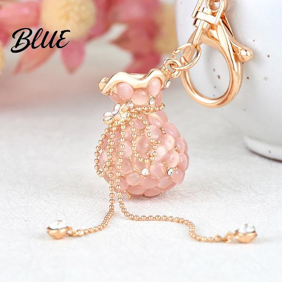 Colorful Tassel Keychain Money Bag Rhinestone Design Lucky Shape Key