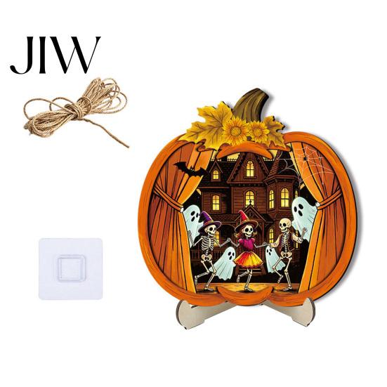 Festive Decor Halloween Door Sign, Glowing Ghost Hanging Decor, Wooden LED Window Party Decorations Ornament for Party, Spooky Wall Pendant