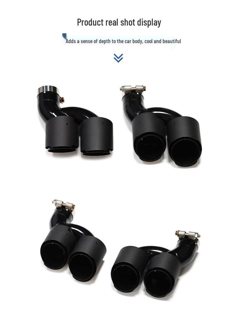 BMW 535li F10/F18 M5 Style Quad Exhaust Tips - Carbon Fiber & Black Stainless Steel.