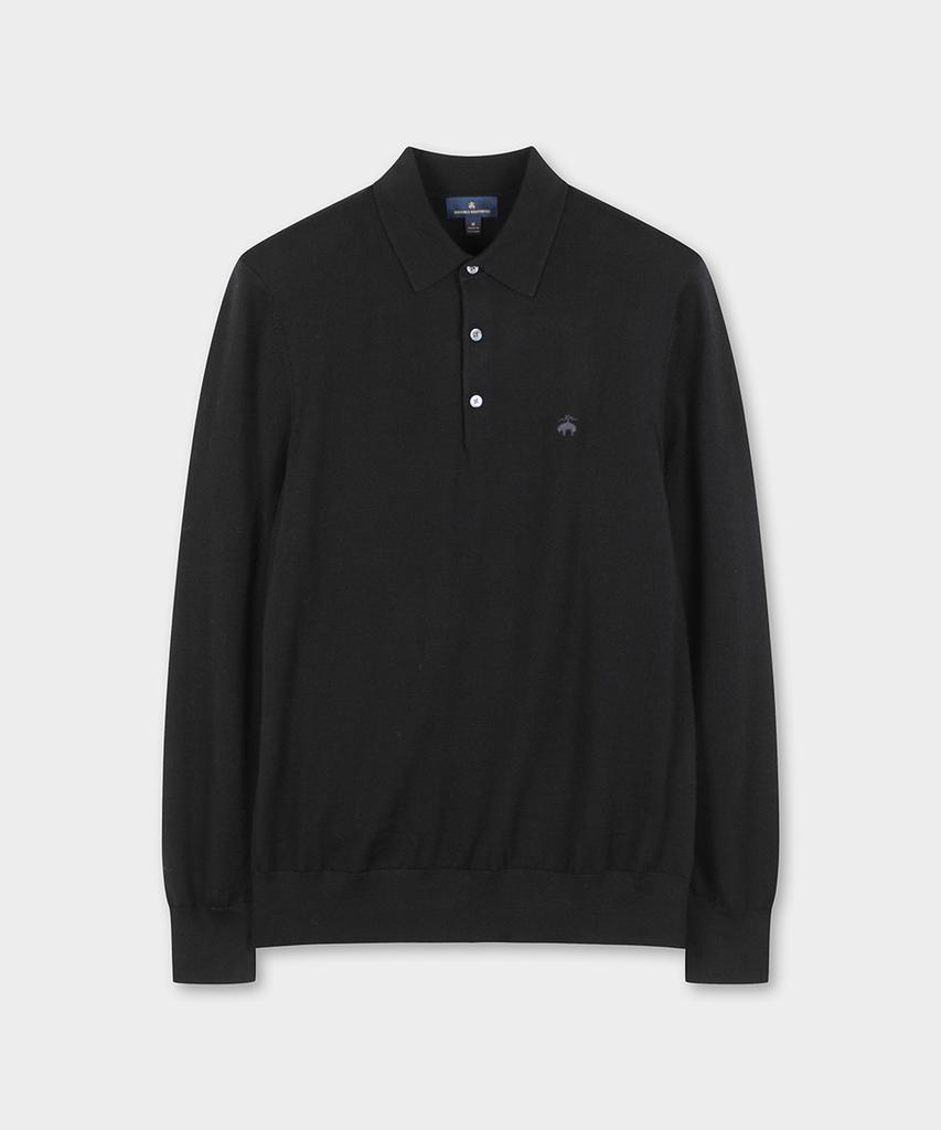 BROOKS BROTHERS Merino Wool Polo Sweater (Black) (Bbwtmf9635Uew)