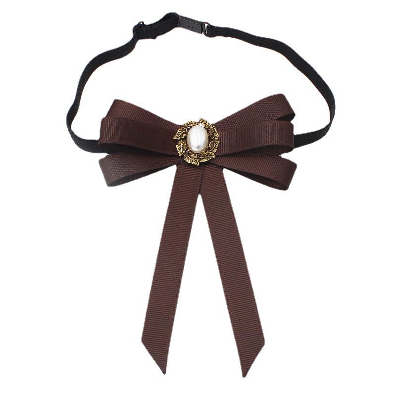 Star Cat Women's Ribbon Bow Tie with Lapel Flower for Daily Wear, T176