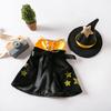 Halloween Dog Cape Costume With Hat Pet Cape Set Bat/Pumpkin/Star  Black Orange And Gold Spider Print