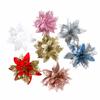 5pcs 14.5cm Glitter Artifical Christmas Flowers Mreey Christmas Tree Decoration Happy New Year Ornaments Xmas Fake Flowers Natal