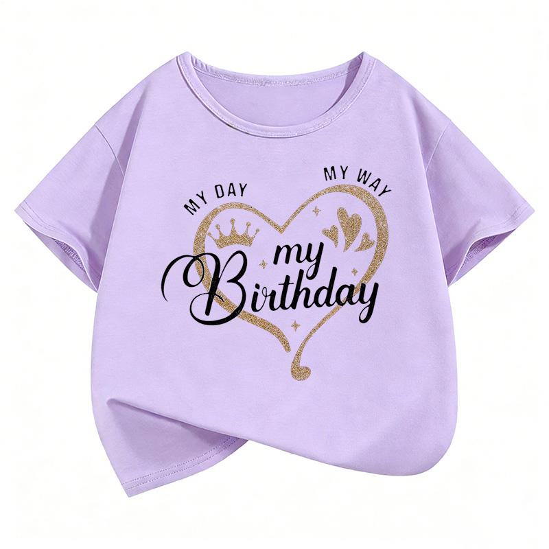 My Birthday Heart Funny T Shirts Short Sleeve Kids Childrens Tshirt Boys Girls Summer Spring Casual Top Tee Shirt