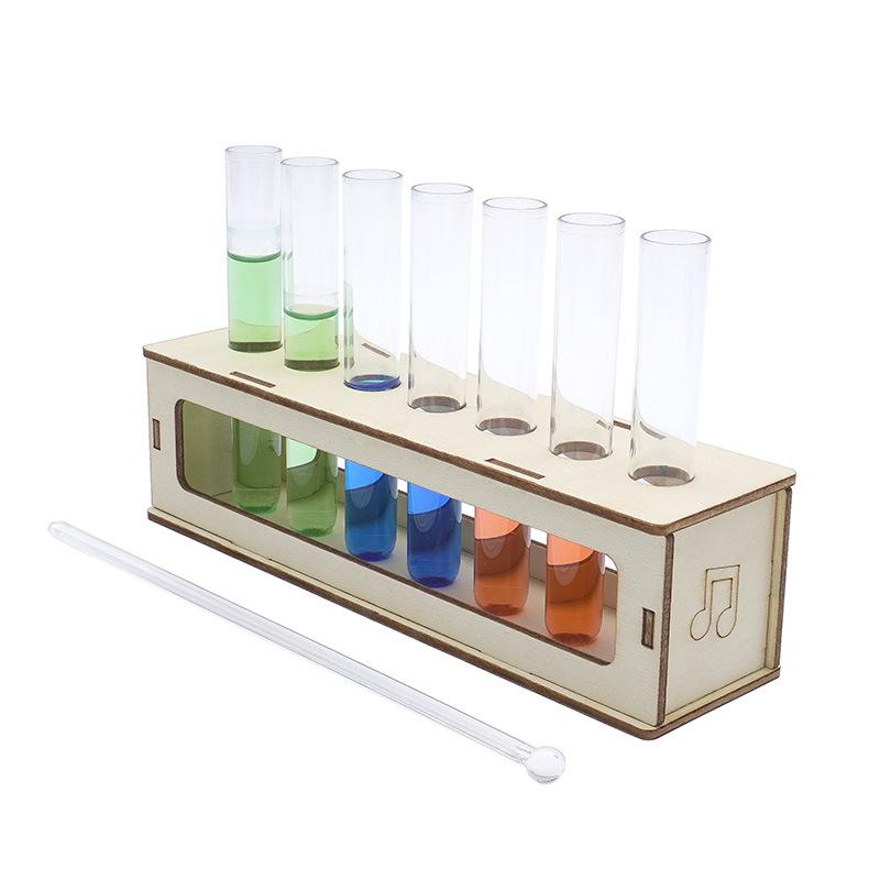 

DIY Colorful Music Bottle Science Kit for Kids: Wooden Test Tubes for Primary School Color Mixing Experiments