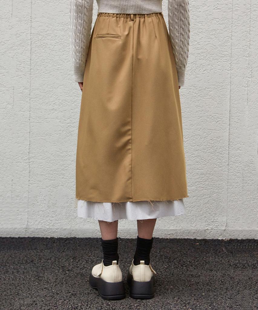 Nigaennikol Nicole Pintuck Layered Long Skirt_Beige