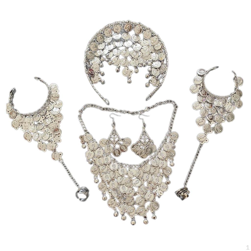 4 Pieces Wedding Jewelry Set Belly Dance for Valentine's Day Party Women