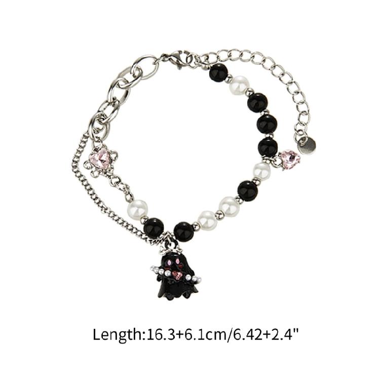 Black White Beaded Bracelets for Women Sweet Aesthetic Charm Bracelets Jewelry