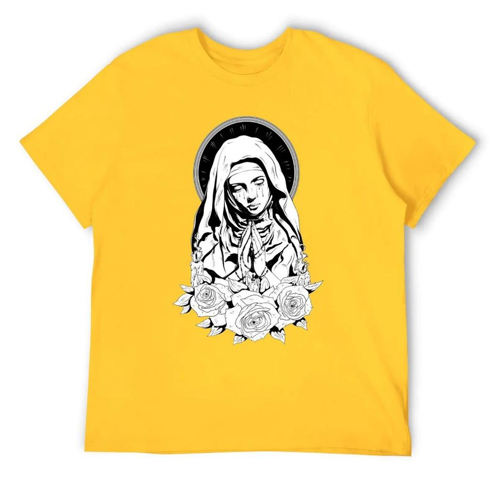 Mother's Day Mary of Jesus Men's T-shirt Round Neck Movement T-shirts Cute Aactivity Competition Casual Eur Size