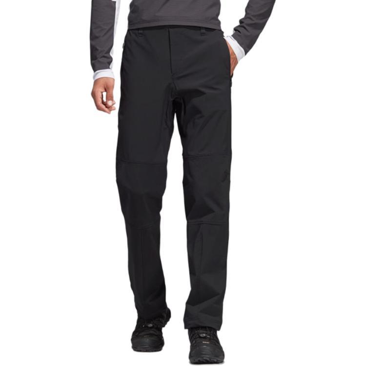 Adidas Outdoor Series Breathable Solid Color Mid-Rise Knitted Sports Pants Men Bottoms Black CF4698