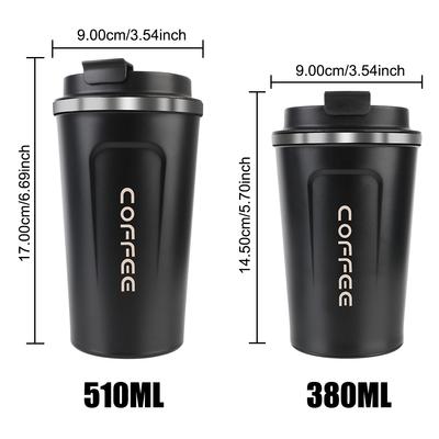Thermo Cafe Araba Termos Bardağı Çay Su Kahve için Sızdırmaz Seyahat Termos Bardağı Kahve Kupası 380/510ML Çift Kat Paslanmaz Çelik