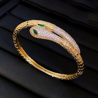 Bracelet serpent en zircon exquis pour femmes, bracelets tendance en zircon plaqué or, bracelets pour filles, bijoux quotidiens personnalisés, cadeaux