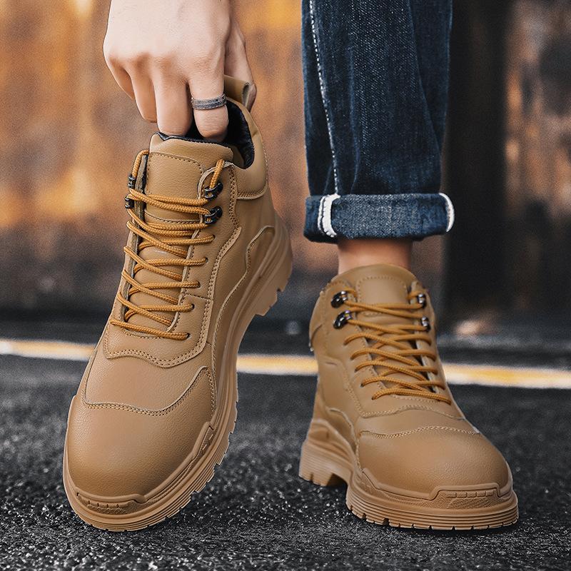 Martin Boots Retro Platform Leather Shoes Outdoor Wear-resistant Tooling Shoes Men's Medium and High-top Autumn and Winter Short Boots