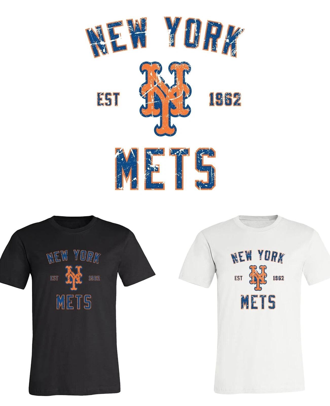 New York Mets Est Distressed logo T-Shirt Sizes Youth-Adult 6XL FAST Ship! 3XL