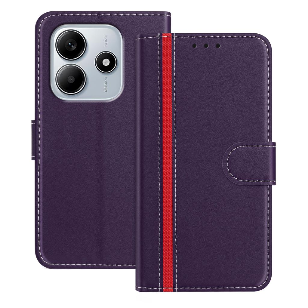 For Xiaomi Redmi Note 14 4G (164.84x78.15x8.16mm) Phone Cases Wallet Stand Color Splicing Leather Cover with Magnetic Clasp