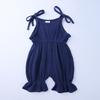 Summer  Soft Toddler Kid Overalls Romper Baby Girl Jumpsuits Solid Cotton Linen Newborn Clothes Infant Sleeveless Bodysuit